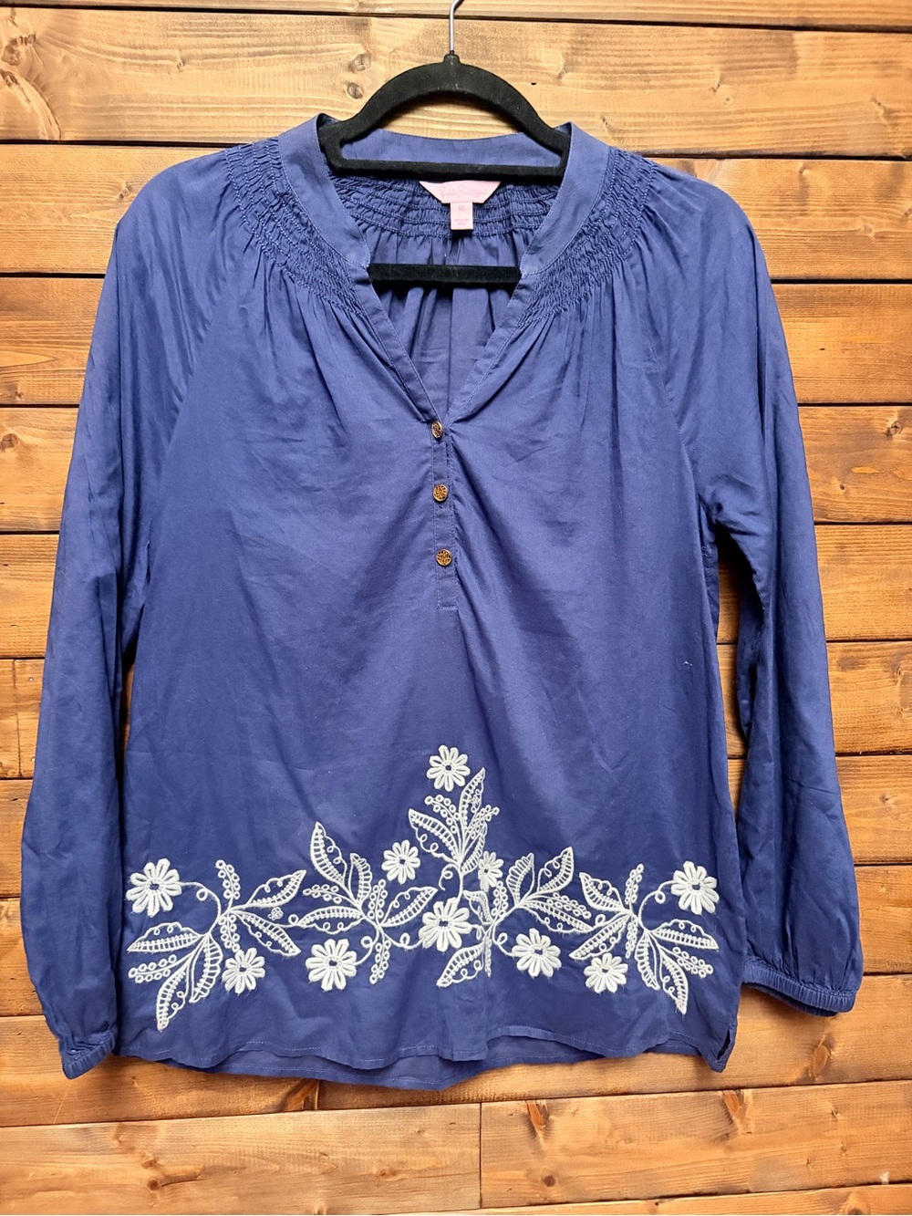 Lilly Pulitzer Embroidered Elsa Top Navy White